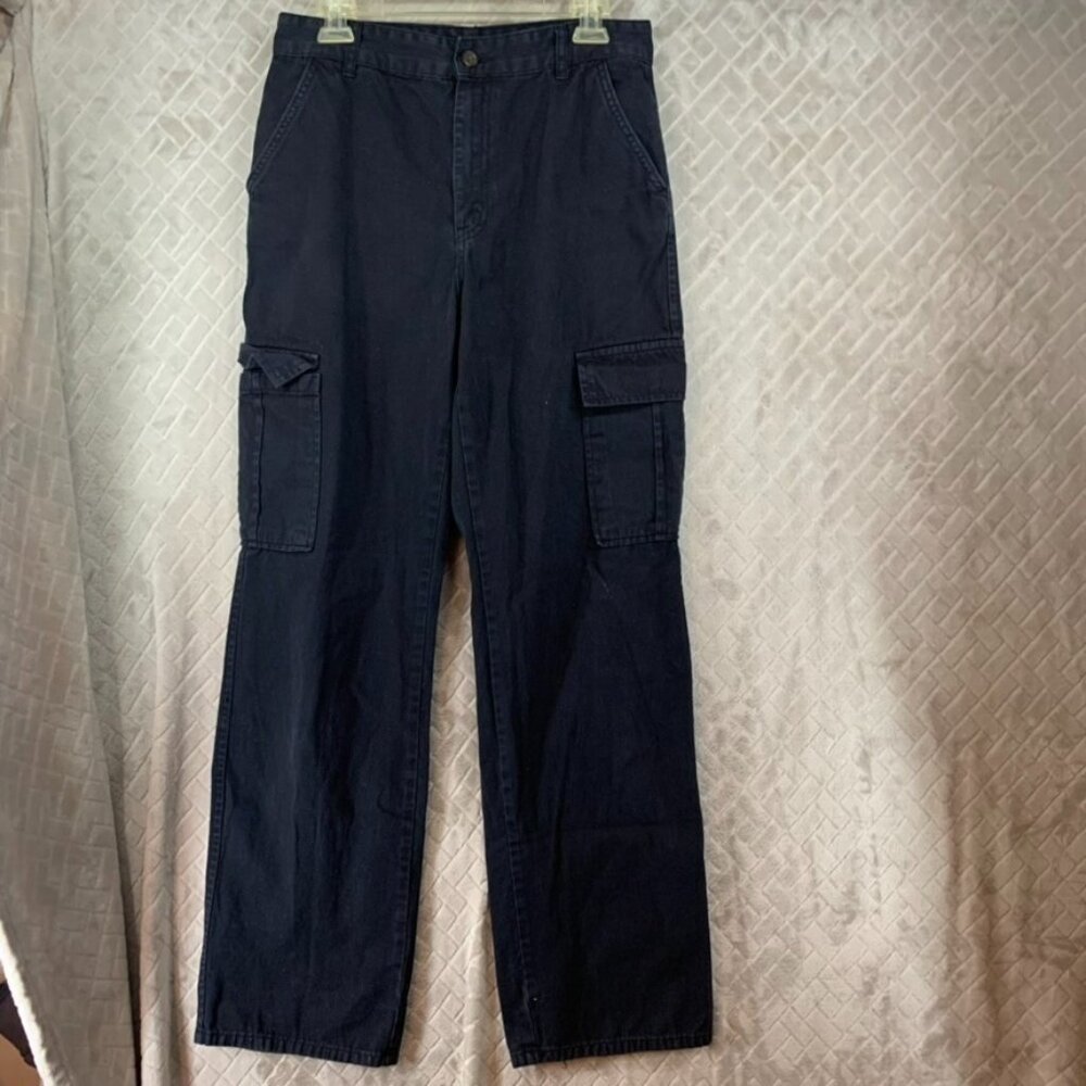 STR Womans 10 Denim Jeans Black Straight Leg Cargo High Rise Rugged Outdoors